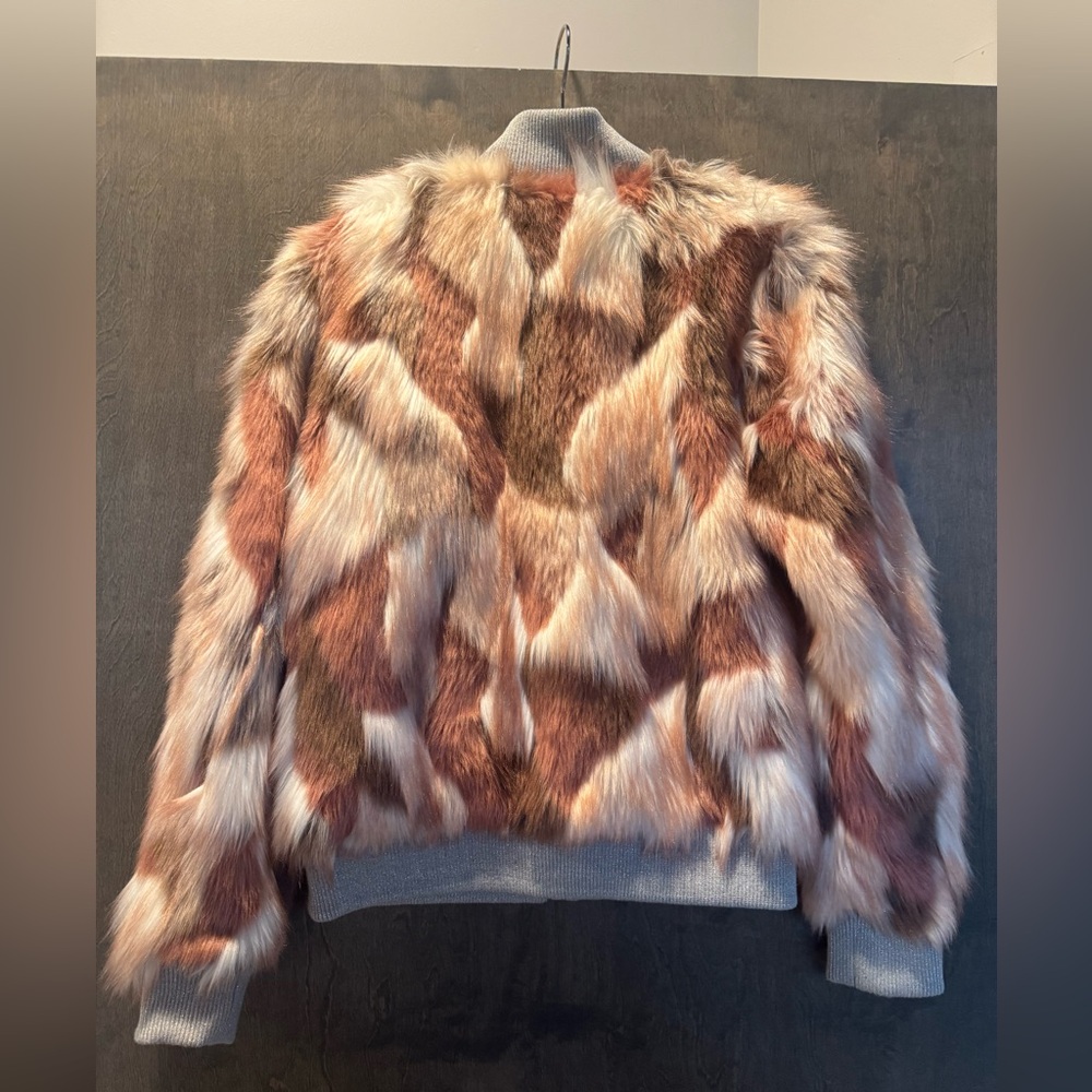 Faux Fur Multicolor Bomber Jacket - Picture 5 of 6